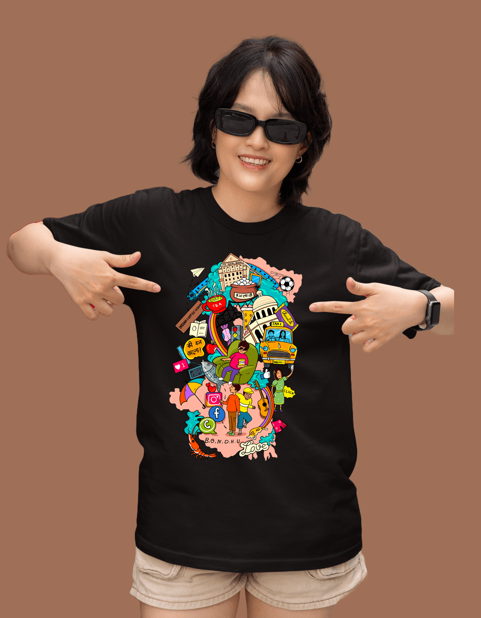 Doodle Kolkata Graphic T-shirt| Unisex| Regular fit – Bong Vibe